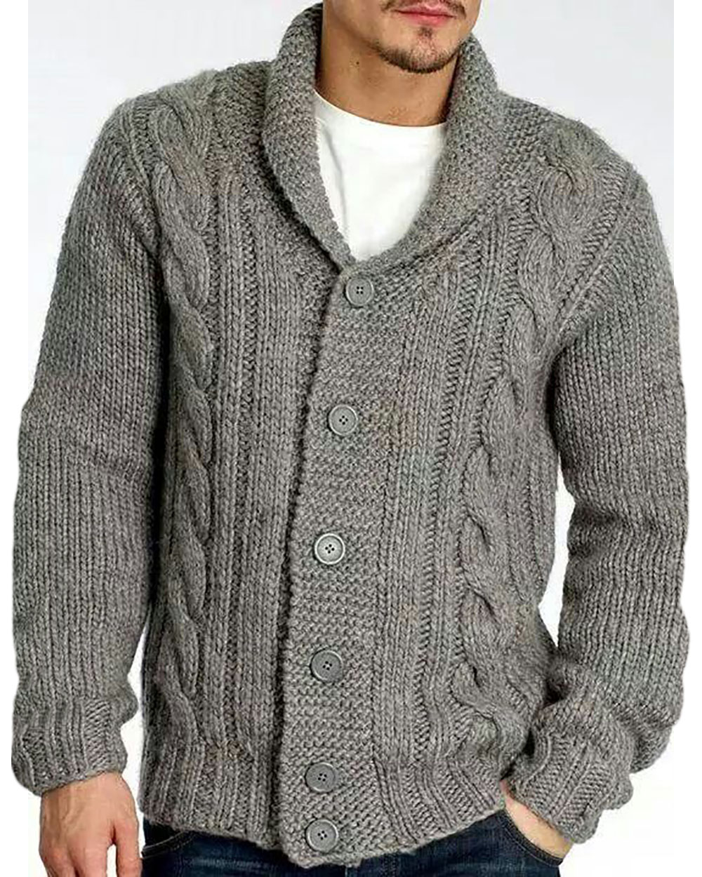 Chaleco tejido a crochet clásico, tejido artesanal abrigado