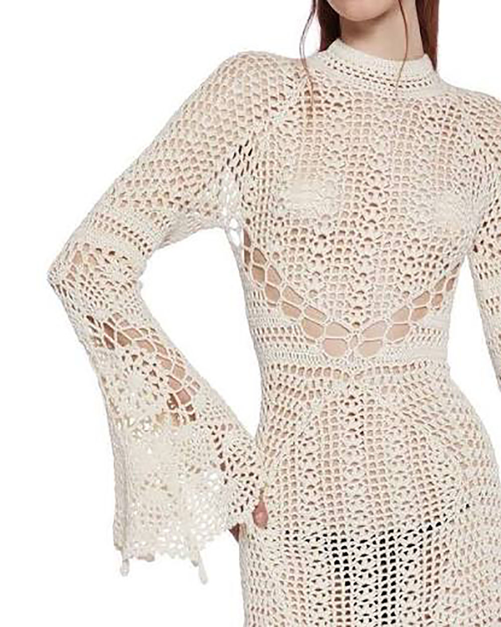 Vestido tejido a crochet estilo playero, prenda artesanal ligera